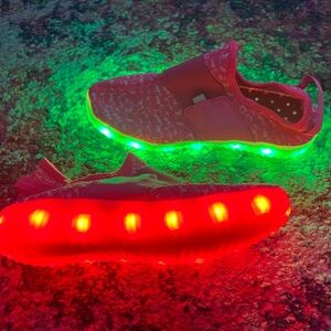 Kids Rechargeable Pink and White Light-Up Sneakers 33